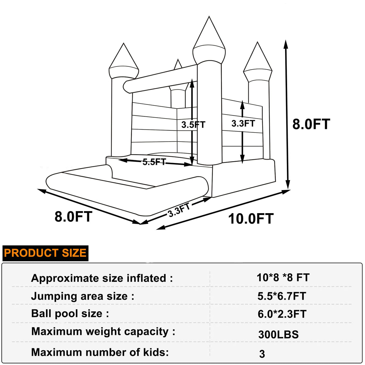 Blatesic Inflatable White Bounce House with Ball Pit,Contain Blower,PVC Kids Bounce Castle,Inflatable Bounce House for Kids Toddlers Indoor Outdoor Jumping Bouncer Party Yard Blatesic