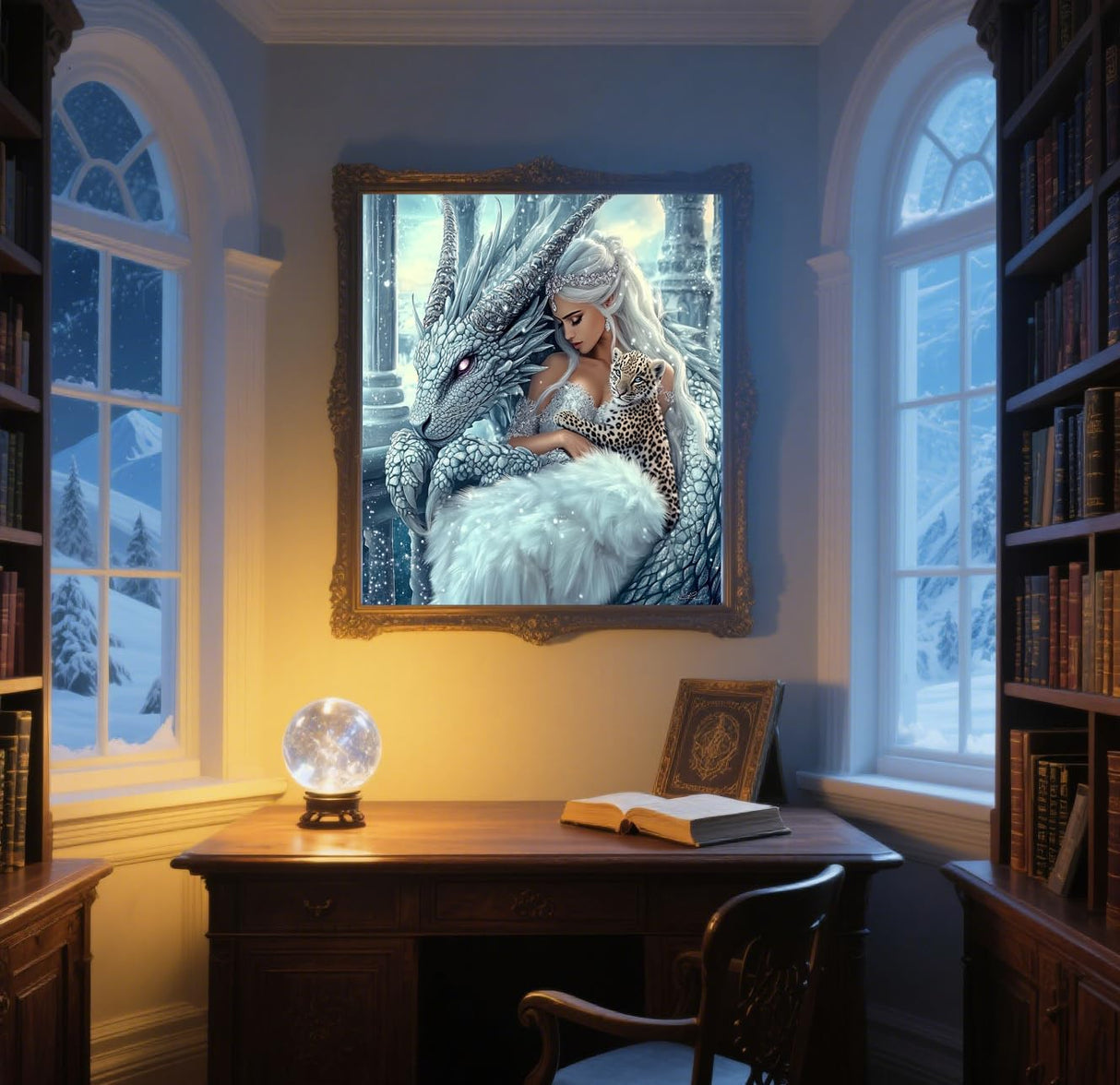 GXGLLPZBY 5D Diamond Painting Kits for Beginners,DIY Ice Dragon, Girl and Leopard Diamond Art Kits for Adult, Full Round Diamond Dot Gem Art Kits,Home Wall Decoration 13.8x13.8 Inches GXGLLPZBY