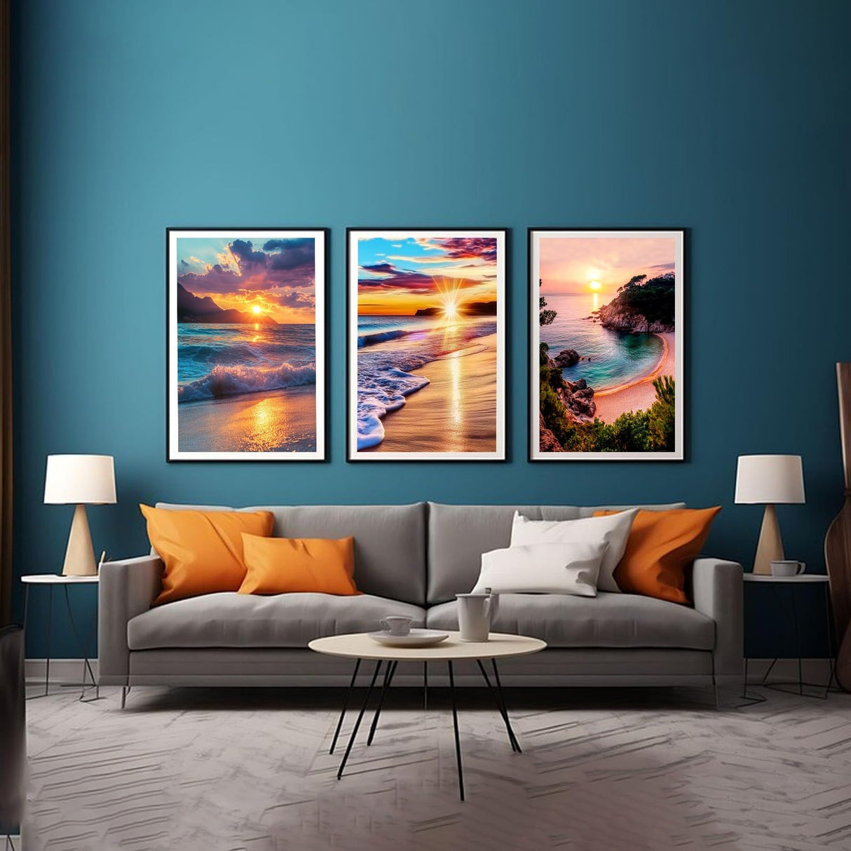 6 Pack Diamond Painting Kits for Adults Beginner, 5D Beach Diamond Art Sets, DIY Full Round Drill Sunrise Paint with Diamonds Gem Art Multi-Pack, Easy Adults Dot Gem Art for Wall Decor 12 x 16 Inch DIYDECORFUN