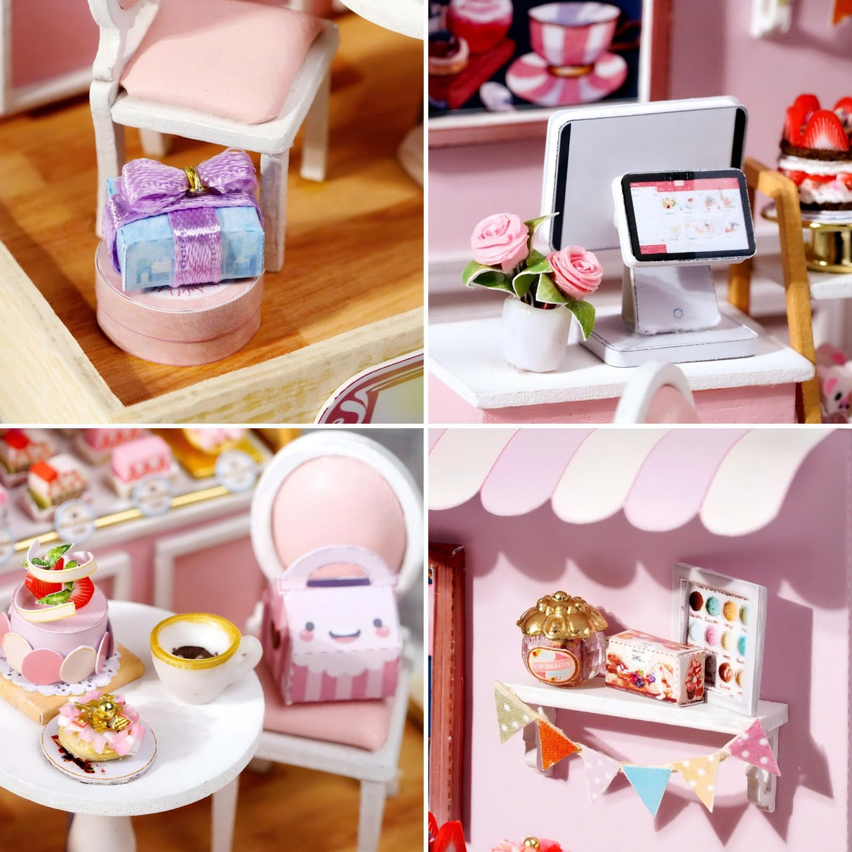 OZJAY DIY Miniature House Kit with Dust Proof Cover, 1:24 Scale Creative Room Mini DIY Wooden Dollhouse Miniature Kit for Adults Teen, Sweet Talk OZJAY