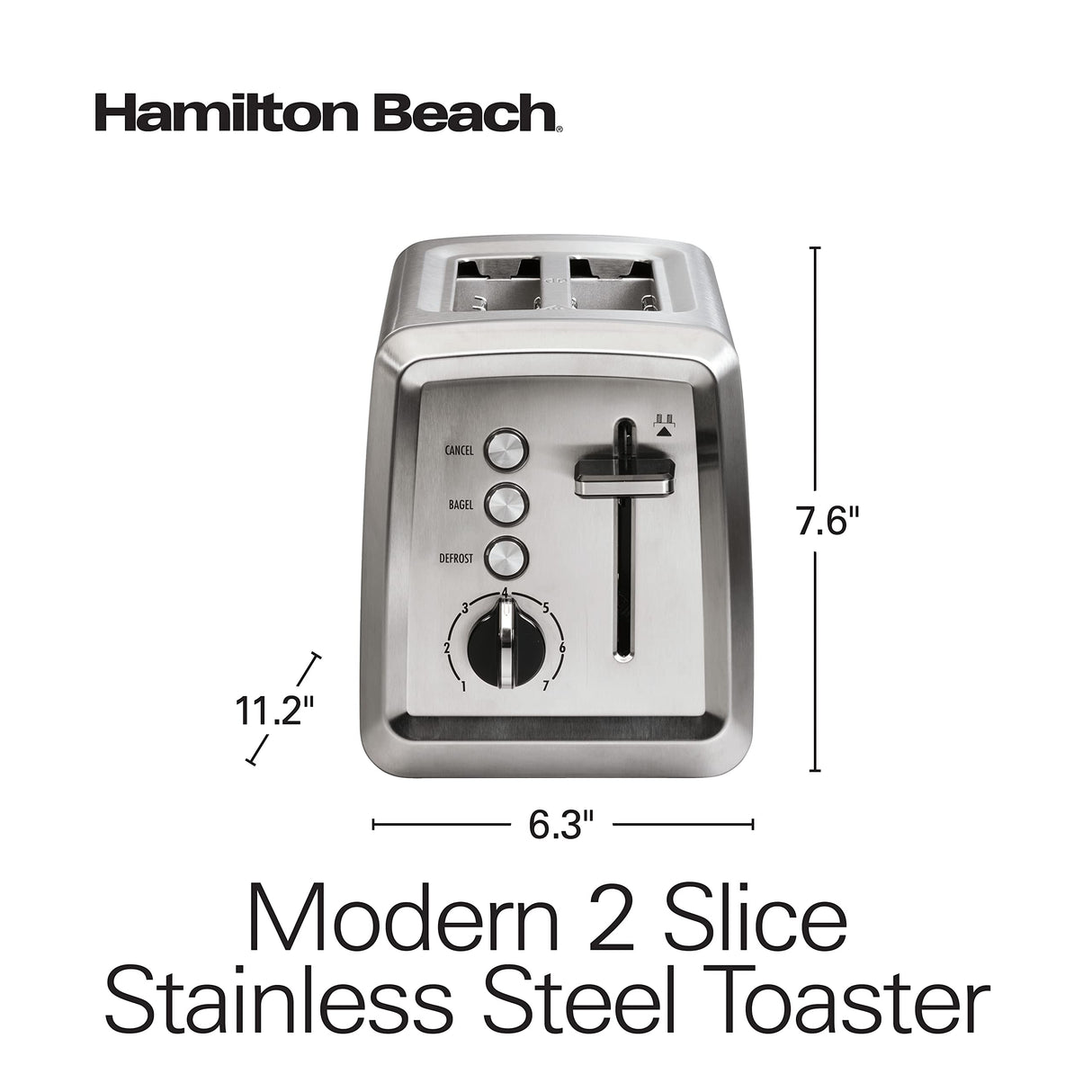 Hamilton Beach 2 Slice Toaster with Extra-Wide Slots, Bagel Setting, Toast Boost, Slide-Out Crumb Tray, Auto-Shutoff & Cancel Button, Defrost Function, Stainless Steel (22794) Hamilton Beach