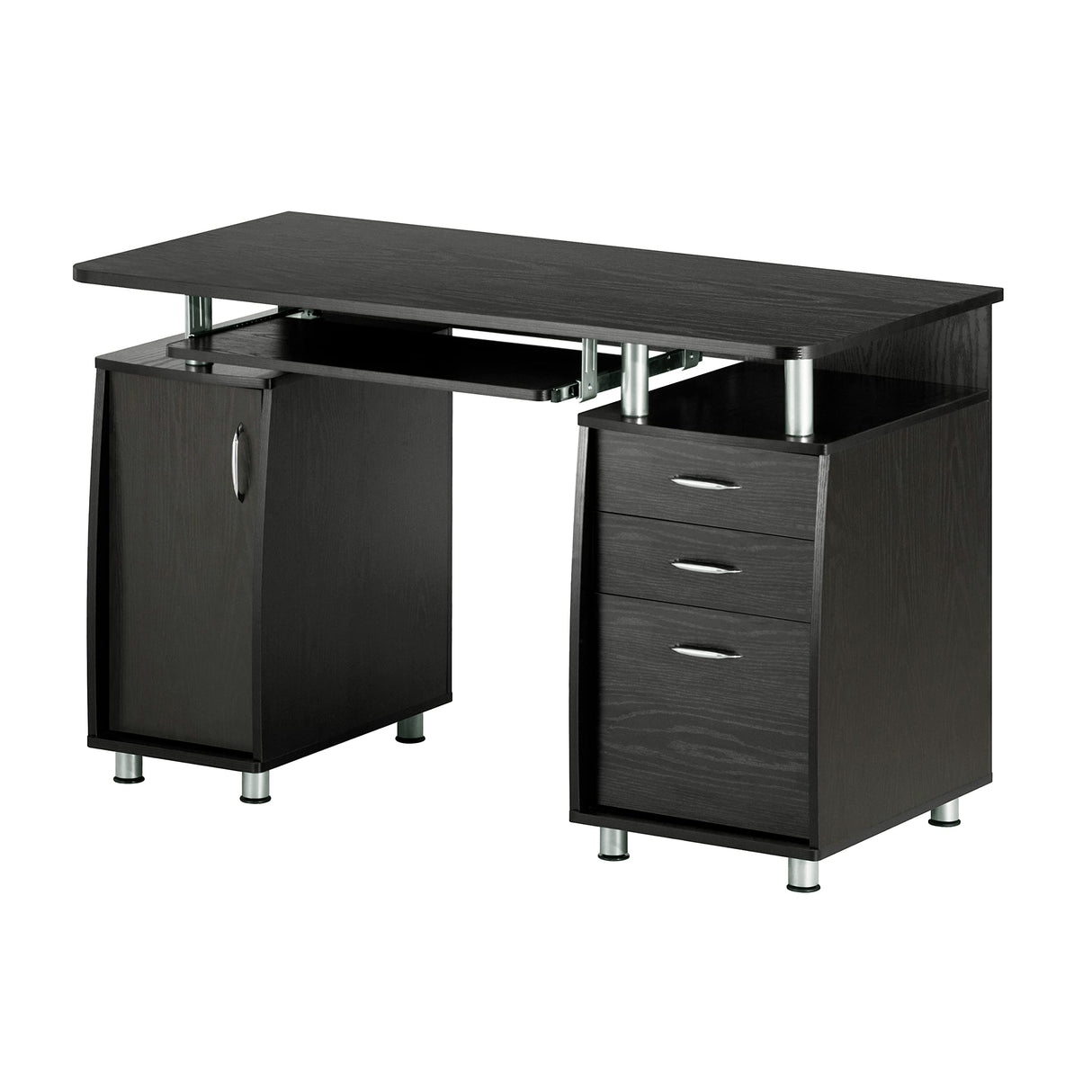Techni Mobili 47.25" Ergonomic Computer Drawers & File Cabinet for Home Office Storage, Espresso Writing Desk, ONE Size Techni Mobili