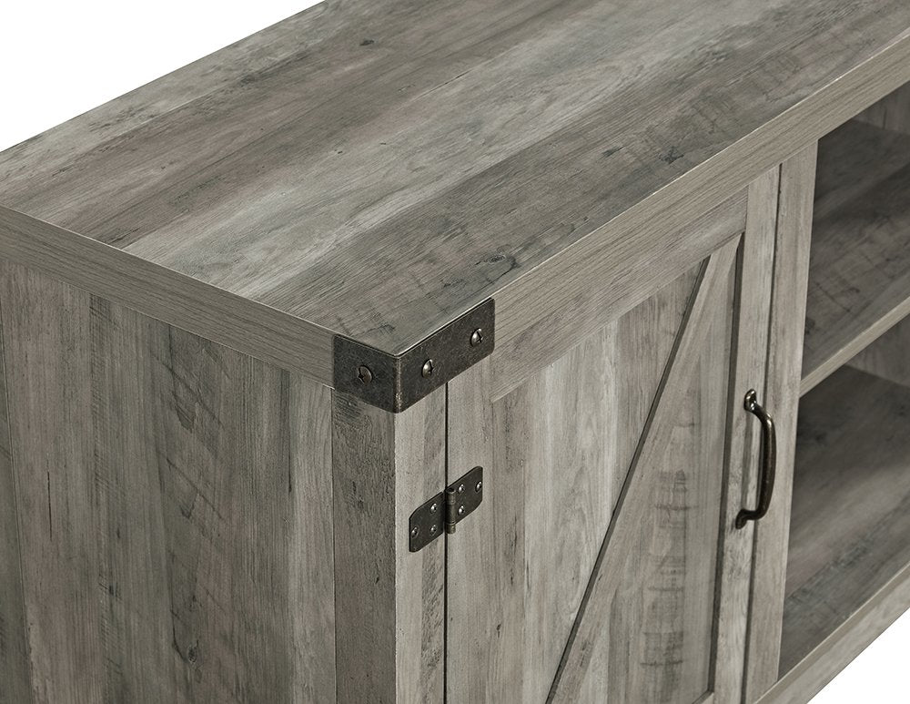Walker Edison Georgetown Modern Farmhouse Double Barn Door TV Stand for TVs up to 65 Inches, 58 Inch, Grey Walker Edison