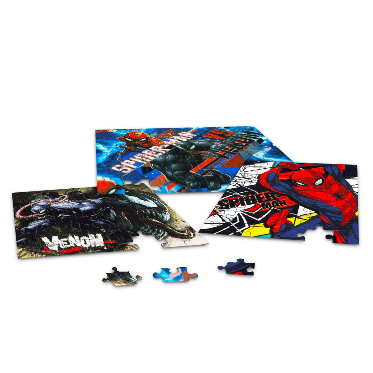 Marvel Spider-Man Jigsaw Puzzle Mega Bundle ~ 3 Marvel Spiderman Puzzles for Kids | Featuring Spiderman, Venom Jigsaw Puzzle and More with Tattoos (Spiderman Toys and Games) Marvel