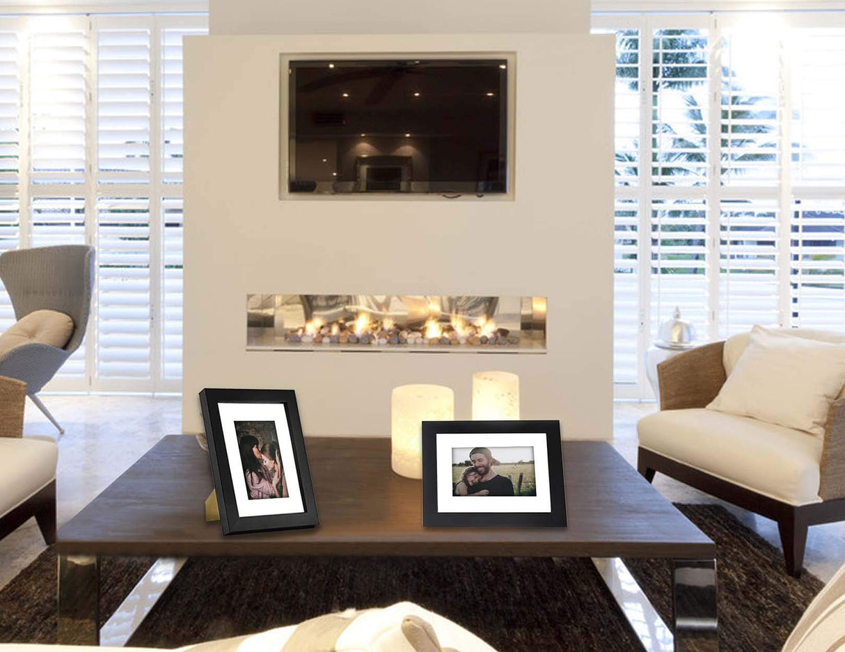 Picture Frames 5x7 Black 2 Pack Nature Solid Wood for Wall Mounting and Tabletop Display WUTL