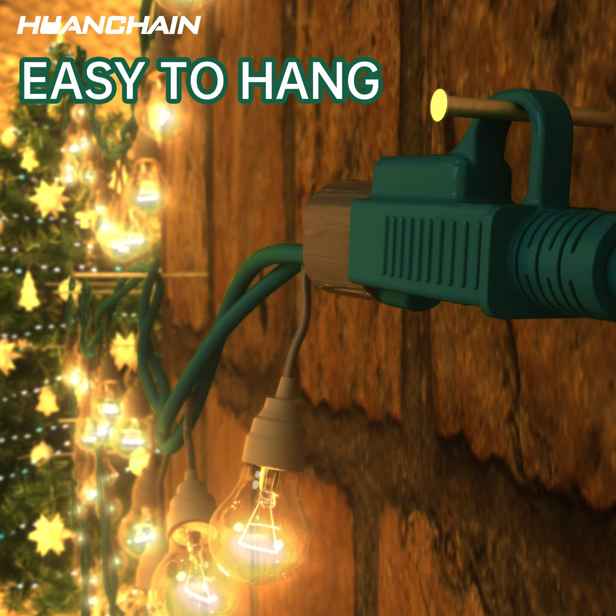 HUANCHAIN Indoor Outdoor Green Extension Cord 100 ft Waterproof, 16/3 Gauge Flexible Cold-Resistant Appliance Extension Cord Outside, 10A 1250W 16AWG SJTW, 3 Prong Heavy Duty Electric Cord, ETL huanchain