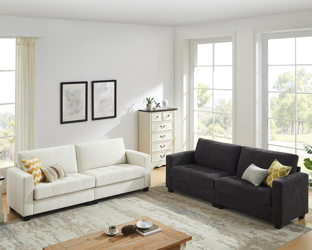 90" Modern Sofa Couches for Living Room, 3 Seater Sofa Tool-Free Setup, Comfy Chenille Couches with Extra Large Seat Width & Depth, Removable Cover, Oversized Loveseat for Small Space, Apartment LegacyAmerhome