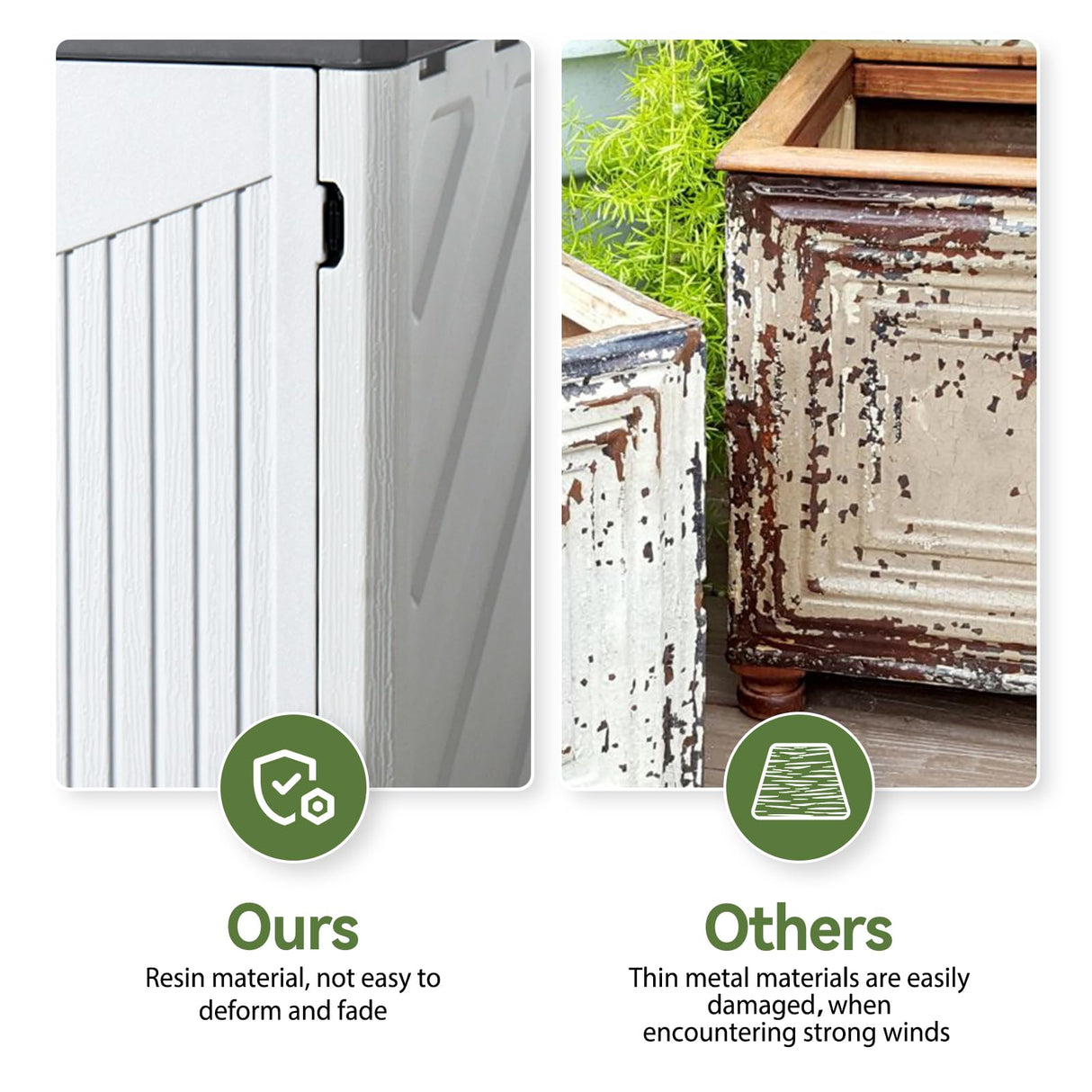 Aoxun White Outdoor Storage Cabinet with 2 Shelves, 35 Cu.Ft Trash Can Storage Shed, Waterproof, Horizontal Storage for Garbage Bin, Generator, Lawn Mower Aoxun