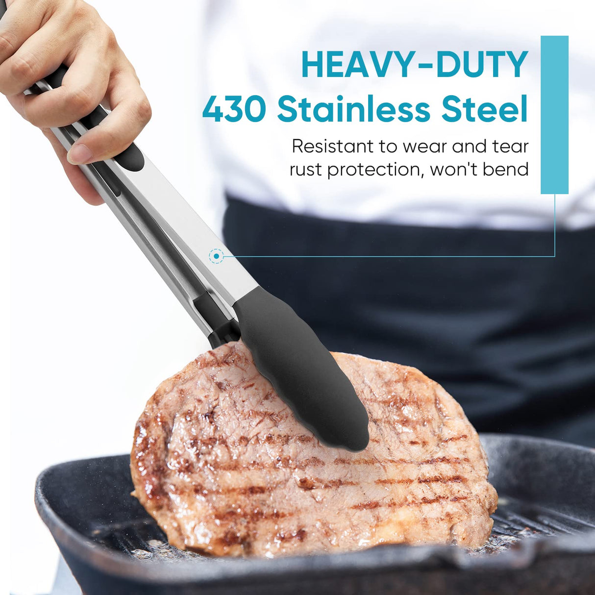 600℉ Heat Resistant Kitchen Tongs for Cooking with Silicone Tips,Maywe Tanso 12-Inch Stainless Steel Locking Cooking Tongs Food Tongs for BBQ,Cooking,Salad and Serving Food,Heavy Duty,Non-Stick,Black Maywe Tanso