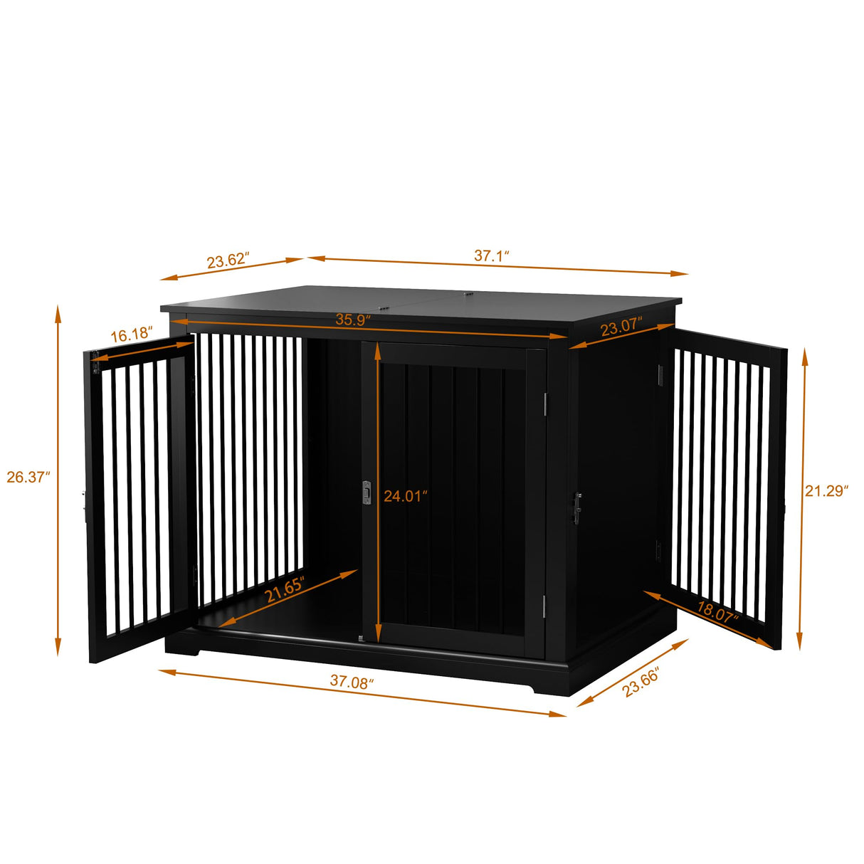 PUPETPO Furniture Style Dog Crate with Cushion, Dog Kennel Medium, Dog Crates, Dog Cage for Small and Medium Dogs, Decorative Dog Kennel with Flip-top Plate, Chew-Proof Metal Bars, Black PUPETPO
