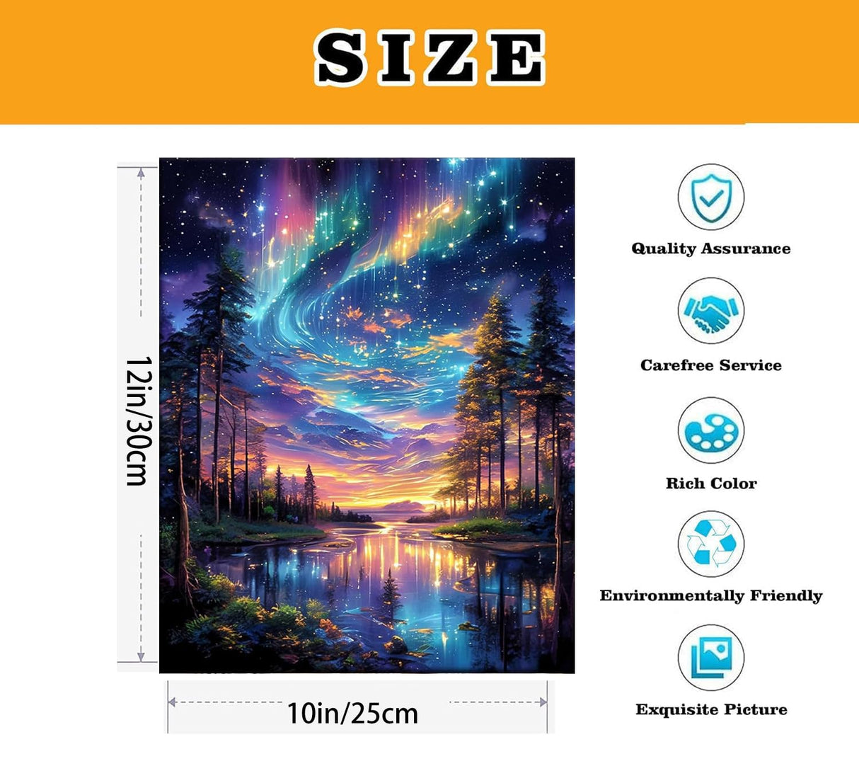 VIGEGU Aurora Paint by Numbers Kit for Adults with Framed,Starry Sky Landscape Paint by Number DIY Adult Paint by Number Kits Acrylic Oil Painting for Wall Decor 10x12in VIGEGU