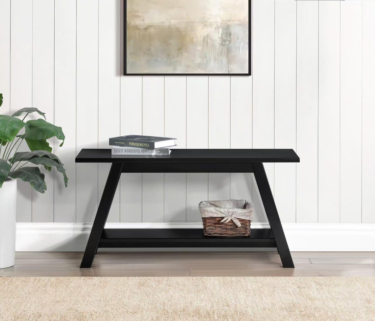 Roundhill Furniture Elyz Solid Wood Bench with Shelf, 36.10-Inch Long, Espresso Roundhill Furniture