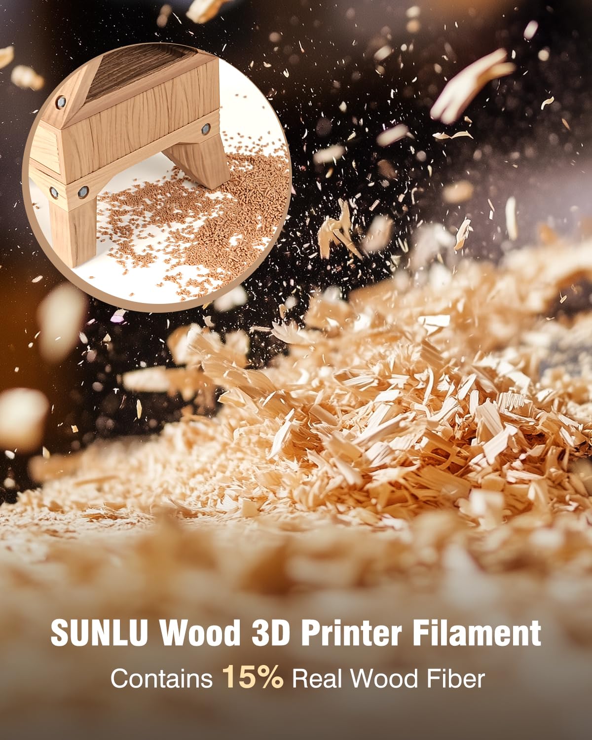 SUNLU Real Wood Fiber PLA Filament, Neatly Wound 1.75mm Dimensional Accuracy +/- 0.03mm, Fit Most FDM 3D Printers, 4kg in Total, 1kg per Spool, 4 Pack,(Wood+Fiber Cherry+Fiber Maple+Fiber Walnut) SUNLU