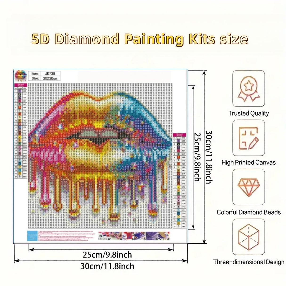 BYGFHLYW 5D Diamond Painting Kits for Adults, Lips Diamond Art Kits for Adults Beginner, DIY Full Drill Diamond Dot Simple Gem Painting for Home Wall Decor 12x12inch BYGFHLYW