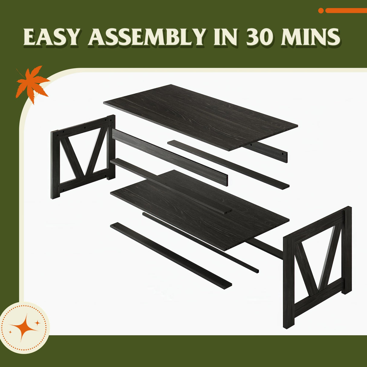 WLIVE Coffee Table, 43" Living Room Coffee Table with Storage Shelf, Center Table for Living Room, Bedroom, Office and Balcony, Black WLIVE