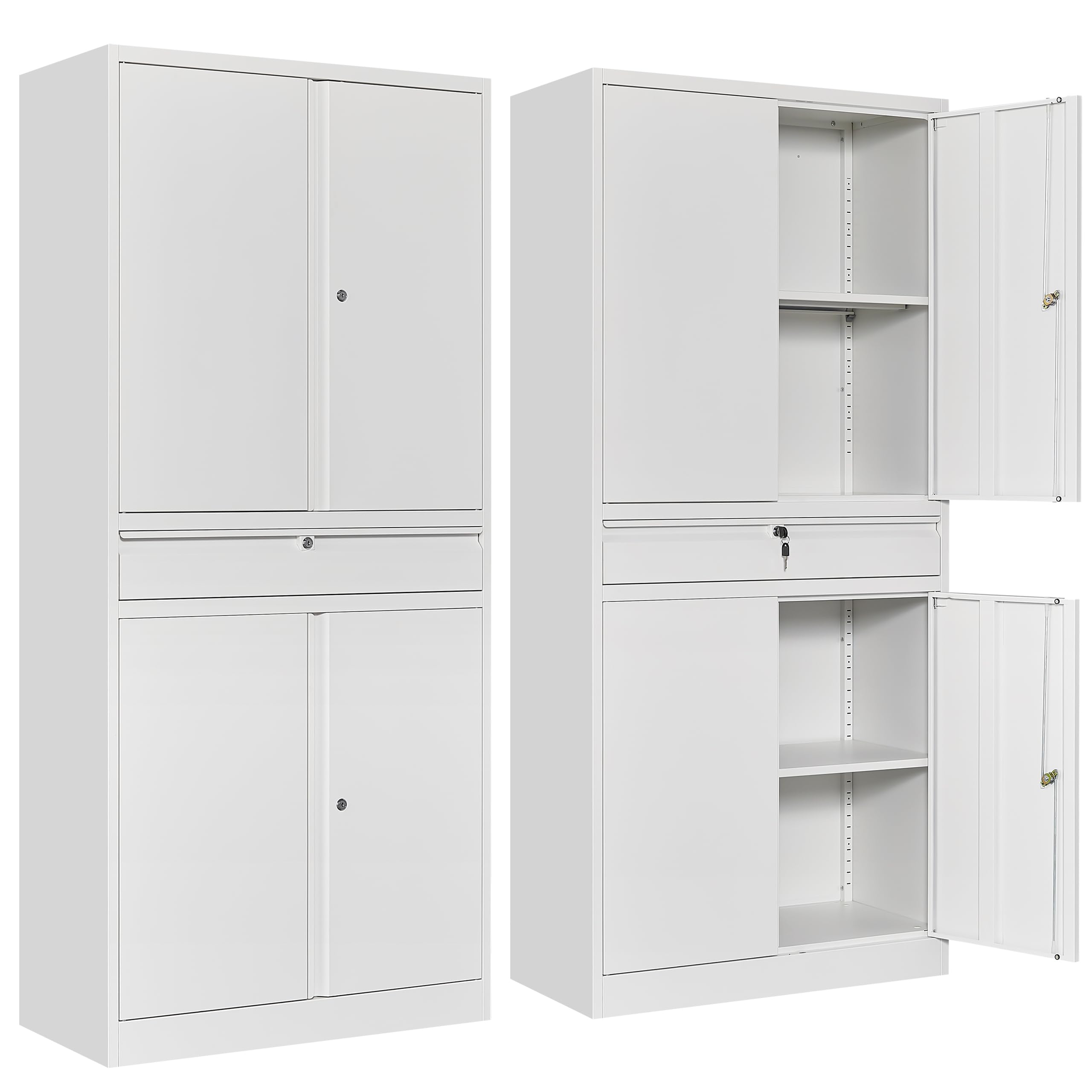 SISESOL Metal Garage Storage Cabinet with Doors and Shelves, 71 ...
