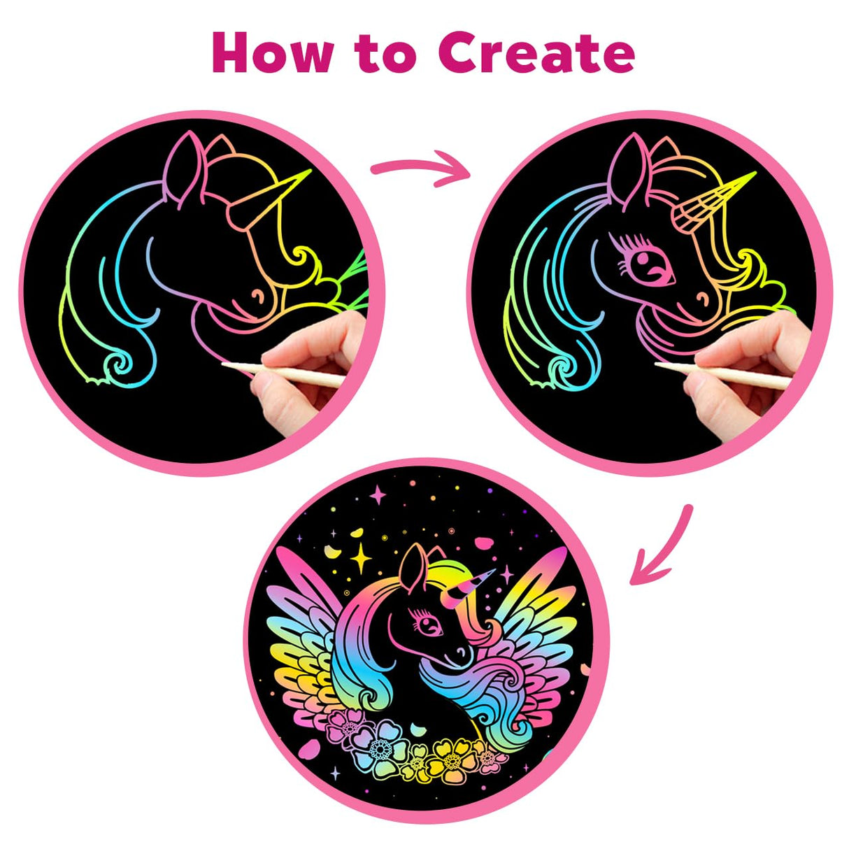 ZMLM Scratch Art Crafts Girls Gifts, 50 Rainbow Scratch Paper Art Gifts for 3 4 5 6 7 8 9 10 Years Old Girls and Boys Kids, Arts and Crafts for Kids 4-6 Birthday Toys and Games Activities Gift (Pink) ZMLM