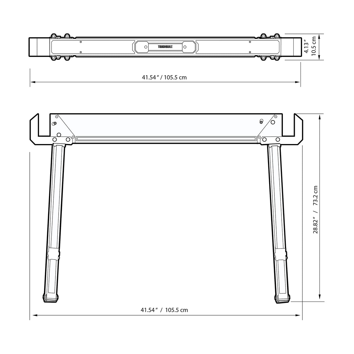 ToughBuilt - Folding Sawhorse/Jobsite Table - Sturdy, Durable, Lightweight, Heavy-Duty, 100% High Grade Steel, 41.5-Inch Easy Carry Handle - (TB-C550) ToughBuilt