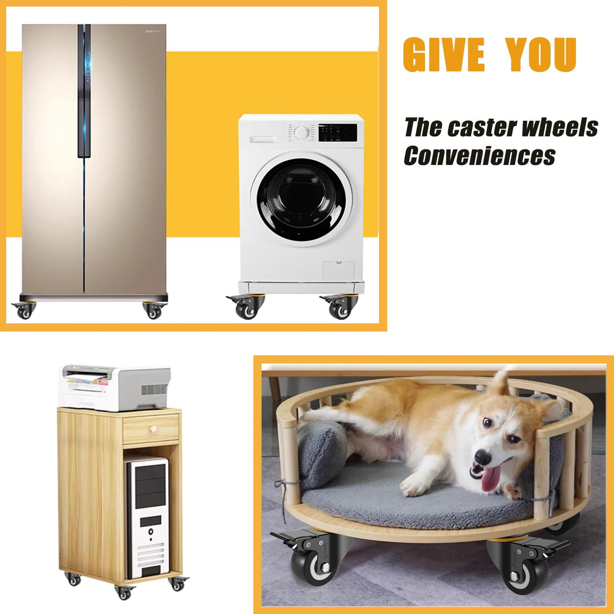 JULANG 2 Inch Locking Caster Wheels Set of 4 Heavy Duty, Thickened and Improved Swivel Plate Castors for Furniture, Carts, Garden Potting Tables, Workbenches DIY Julang