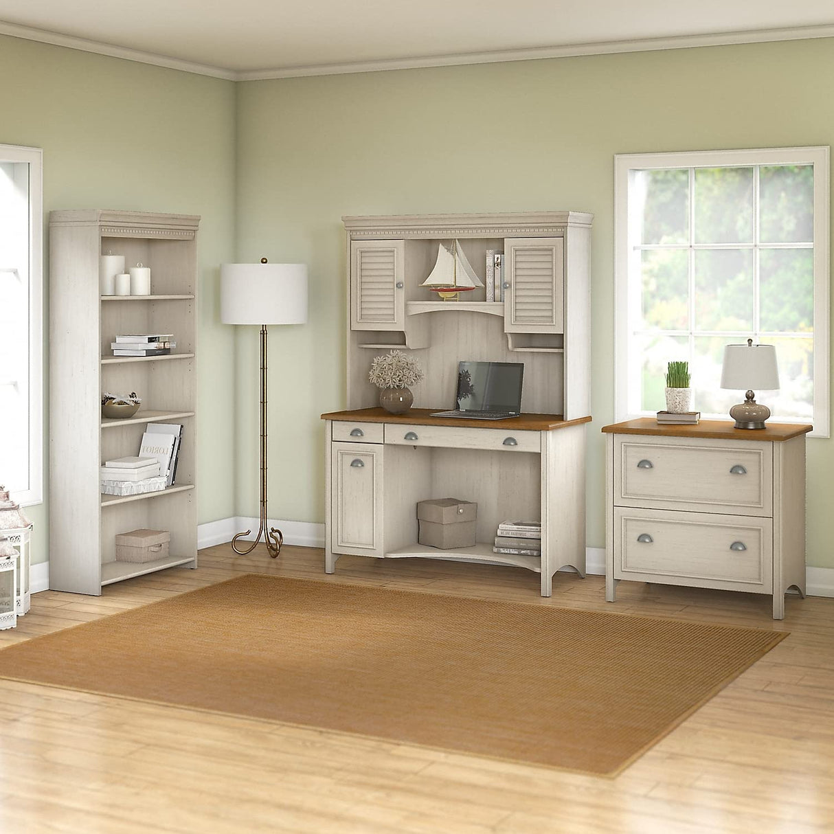Bush Furniture Fairview 2 Drawer Lateral File Cabinet, Home Office Storage for Letter, Legal, and A4-Size Documents, 32W, Antique White Bush Furniture