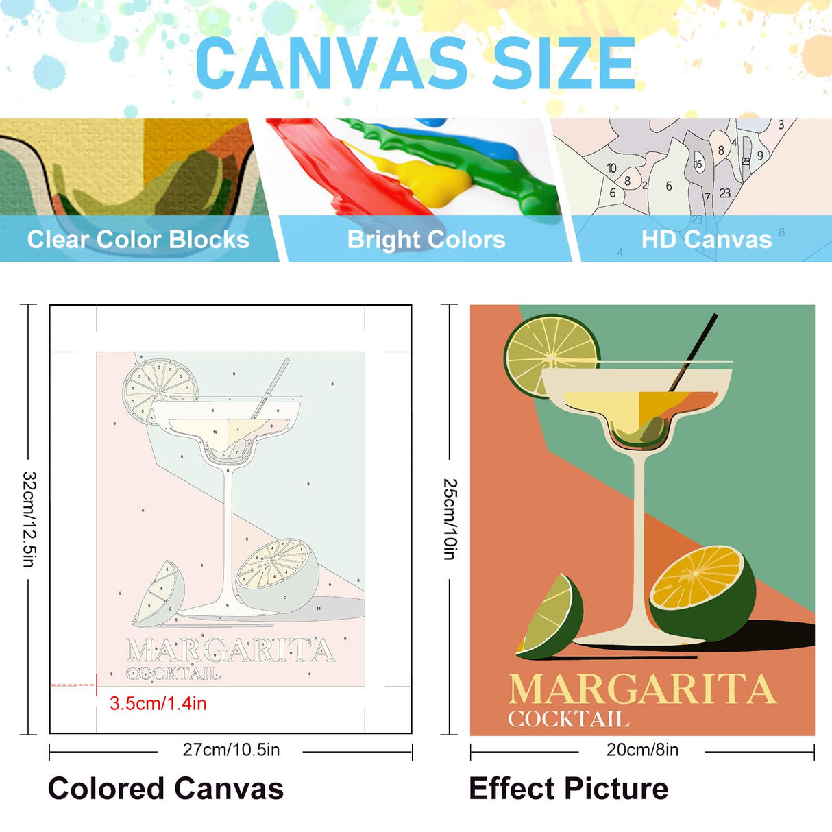 6 Pack Paint by Numbers Kit for Adults Beginners - 8x10 Inch Cocktail Adult Paint by Number Kits on Canvas, Cocktail DIY Acrylic Oil Number Painting Kits for Adults, Perfect for Gift Home Decor Offito