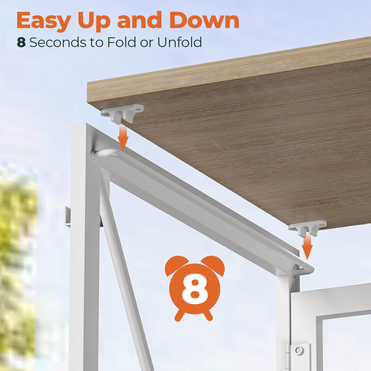 SOROGRA Folding Desk, Small Foldable Desk 39.4 Inch for Small Space, Computer Table Home Office Writing Desk with Storage Bag Headphone Hook, Easy Assembly, Oak SOROGRA