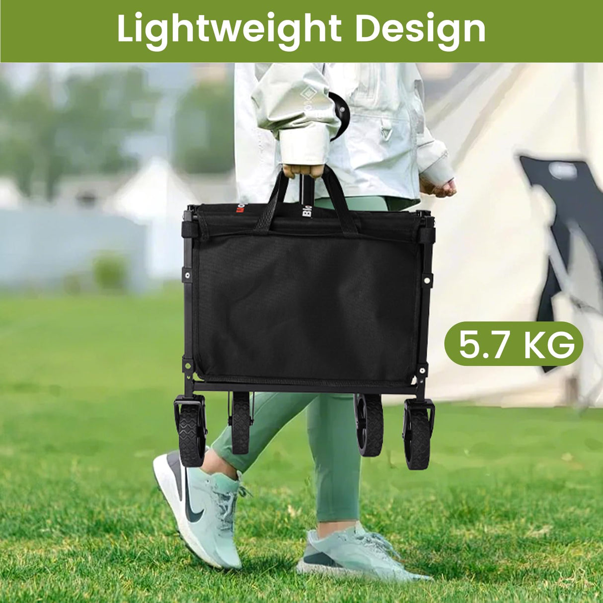 Collapsible Wagon with Wheels, 220 lbs Wagons Carts Foldable Wagon Cart with Flexible Handle, Lightweight Portable Folding Utility Grocery Shopping Cart for Grocery Sports Garden Camping Blomoba