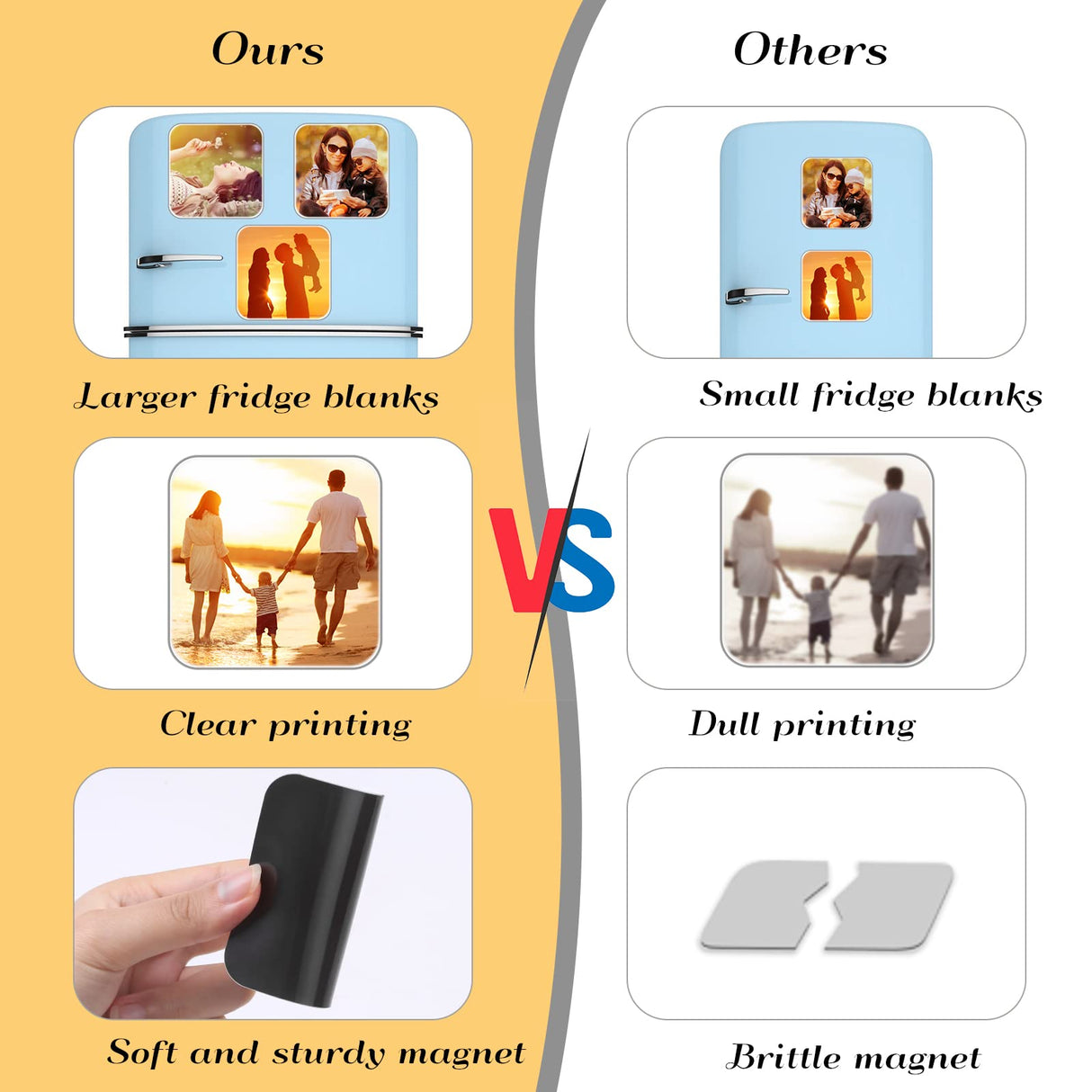 Sublimation Blanks Magnet 3x3 inch, Home Kitchen Blanks Refrigerator Magnets Bulk with 12 PCS Large Square Blanks, 12 PCS Magnet for Fridge Office Calendar Dรฉcor Personalized DIY Sublimation Items Cruzix