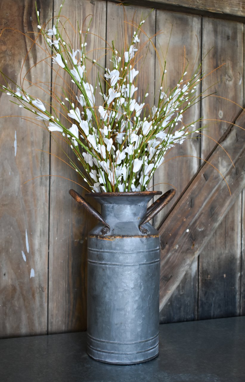 Red Co. 13” Large Decorative Farmhouse Galvanized Metal Milk Can Planter Vase with Handles Red Co.