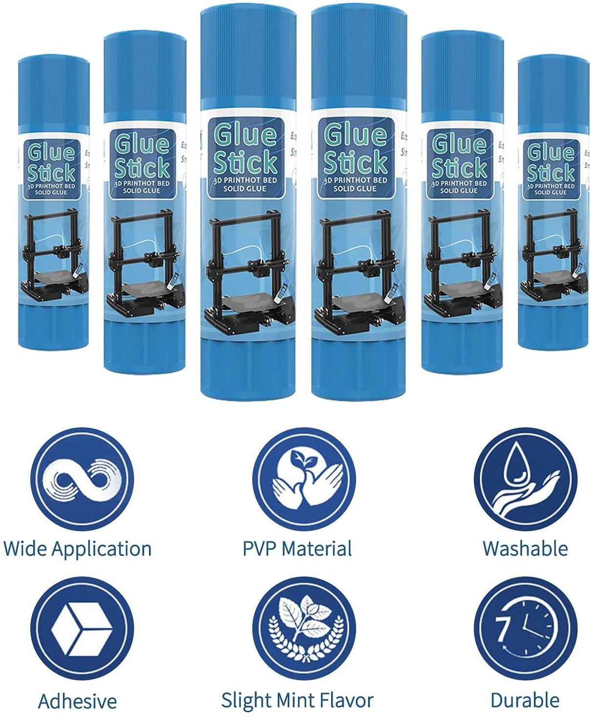 3D Printer Adhesive Glue All-in-One Anti-Warp PVP Solid Glue Stick for Hot or Cold Bed Build Surface (3pcs) Generic