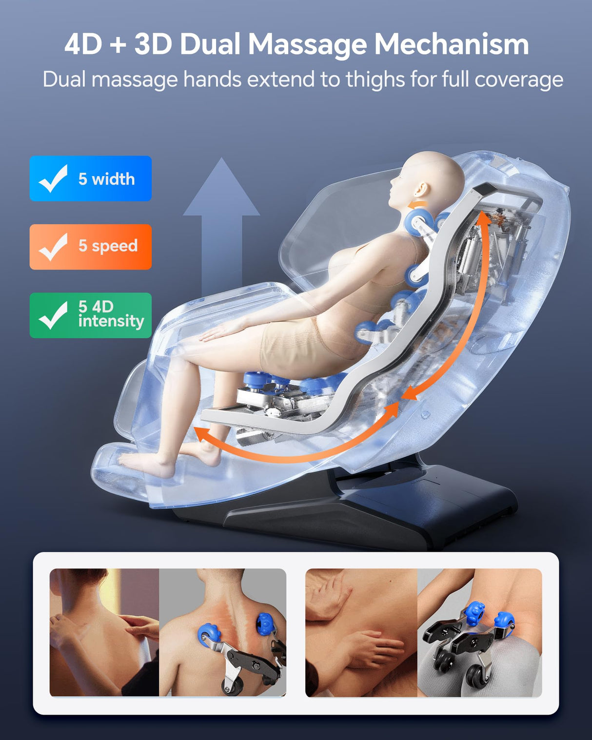 4D+3D Dual Mechanism Massage Chair Full Body Zero Gravity Massage Chair Recliner,AI Fatigue Health Detection,20 * 9+ User-Customized Massage Mode,8" HD Touchscreen&Vioce Control,Back Heating White CareTech