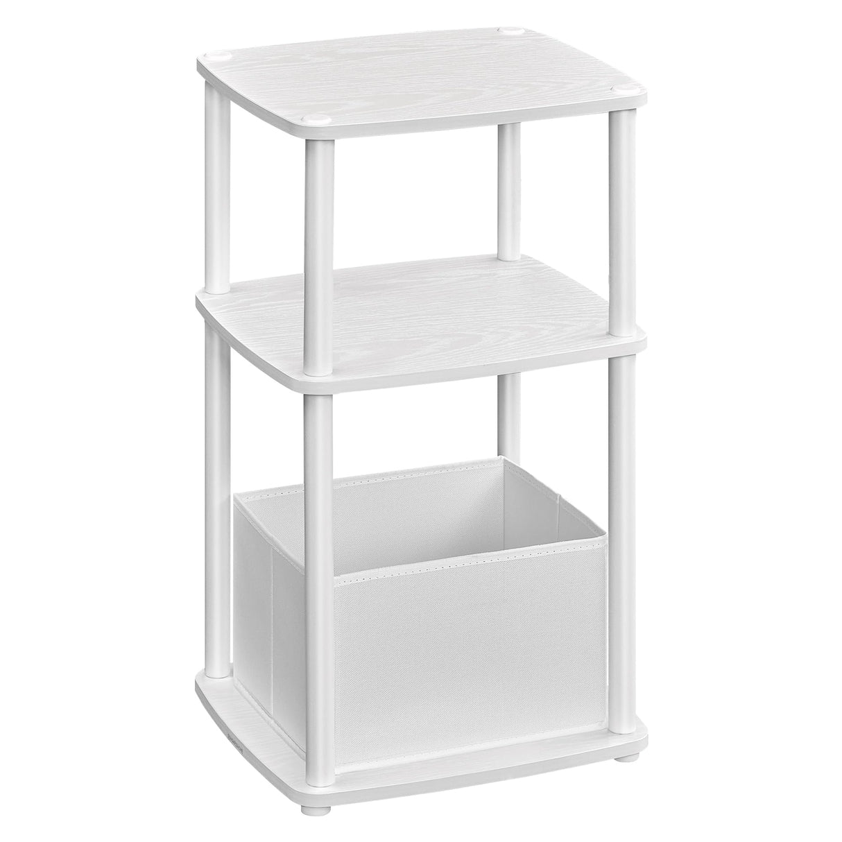 SONGMICS HOME Side Table, 3-Tier Nightstand with Storage, End Table with Fabric Basket, for Bedroom, Living Room, Steel Frame, Superfast Toolless Assembly, Modern, Snow White ULET286W01 SONGMICS HOME