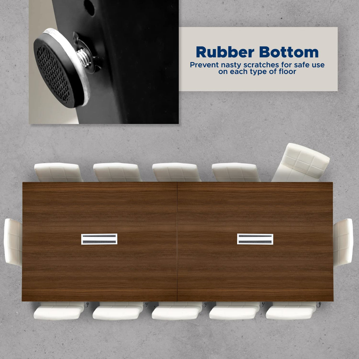 ahliss Sturdy Conference Table with Cable Management Grommets Modern Rectangle Office Meeting Table with Wood Tabletop and Metal Frame & Legs- Easy Assembly Boardroom Table (Dark brown, 10 foot) ahliss