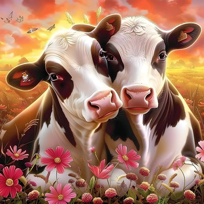 Stalente Diamond Painting Kits for Adults Cow, 5D DIY Diamond Art Kits for Beginners Round Full Drill Diamond Painting for Home Wall Decoration Gift 12×12inch, Animal