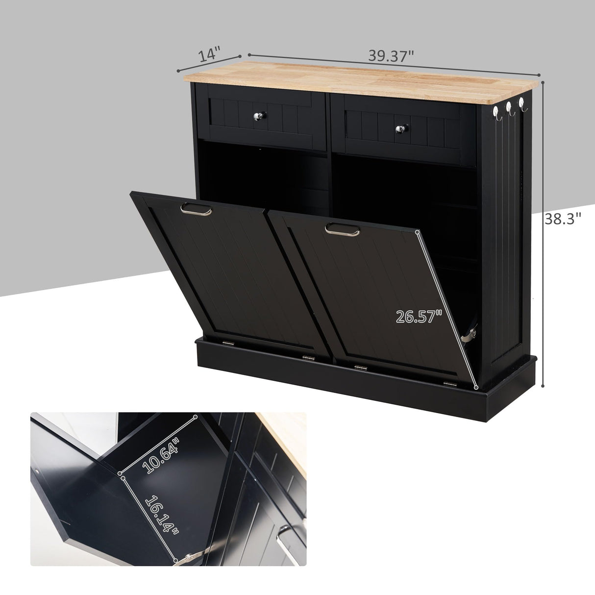 Ancohom Double Tilt Out Trash Cabinet Kitchen Waste Bins,Laundry Hamper Tilt Out Trash Can Cabinet 2 * 13 Gallon Pet Proof Trash Can for Kitchen (White) Ancohom