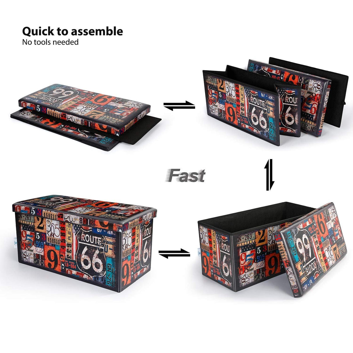 B FSOBEIIALEO Folding Storage Ottoman Bench with Faux Leather Footrest Seat, Coffee Table 30"x15"x15" B FSOBEIIALEO