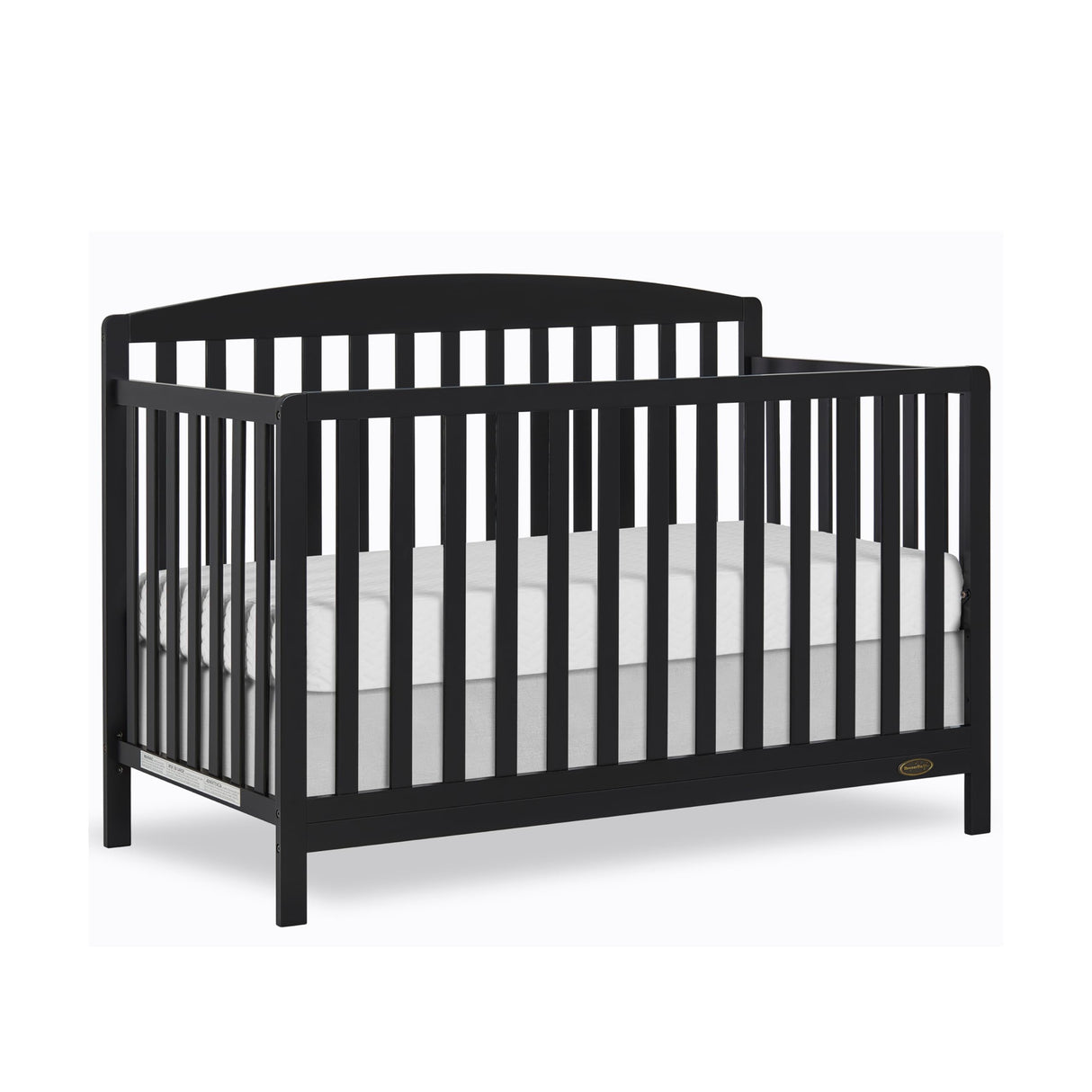 Dream On Me JPMA & Greenguard Gold Certified Odelle 5 in 1 Convertible Crib in Matte Black, Built of Sustainable Pinewood, 3 Mattress Height Settings, Non-Toxic Water-Based Paint Finish Dream On Me