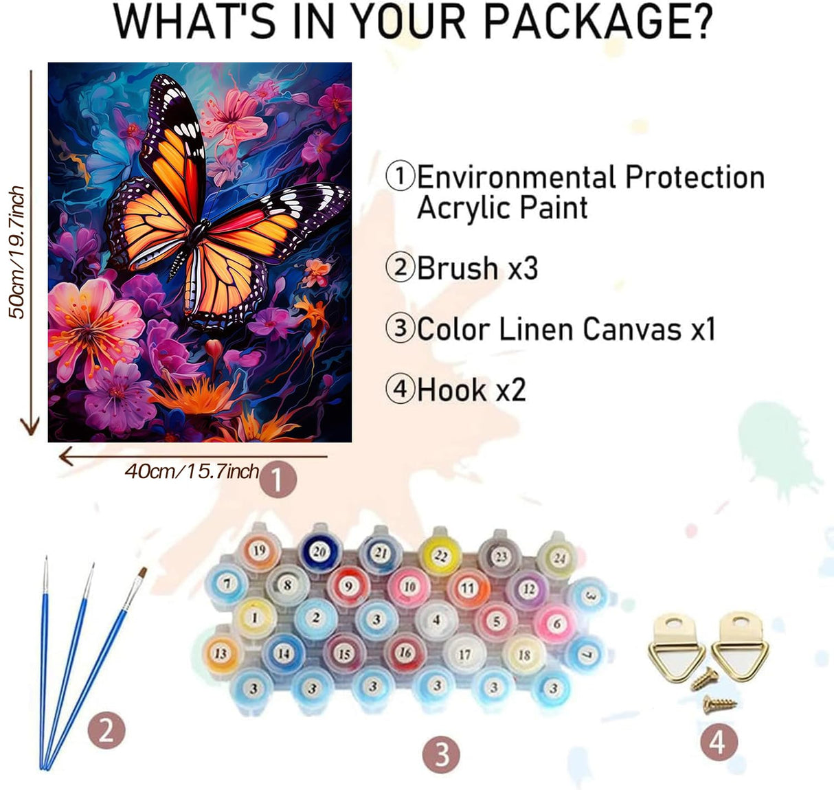 MBNTJHT DIY Easy Butterfly Paint by Numbers Kit for Adults, Flowers Paint by Number Kits on Canvas for Beginners,Acrylic Painting Kits for Home Wall Decor 16 X 20 Inch. MBNTJHT