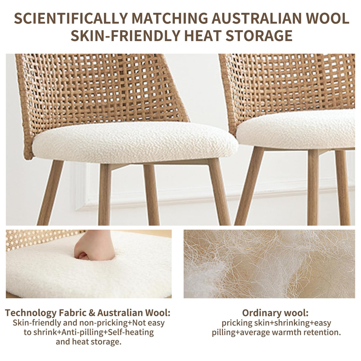 Modern Rattan Bar Stools Set of 2,Modern Upholstered Counter Height Bar Stools with PE Cane Back,26" H Seat Height Bar Chair Island Stools with Solid Metal Legs for Kitchen Counter Home Pub,Brown JALOURT