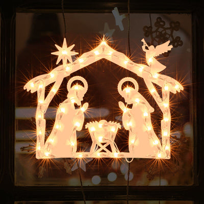 LAMPHOME Lighted Nativity Christmas Window Decoration - Silhouette Lights for Home, Party, Patio, Lawn, Garden