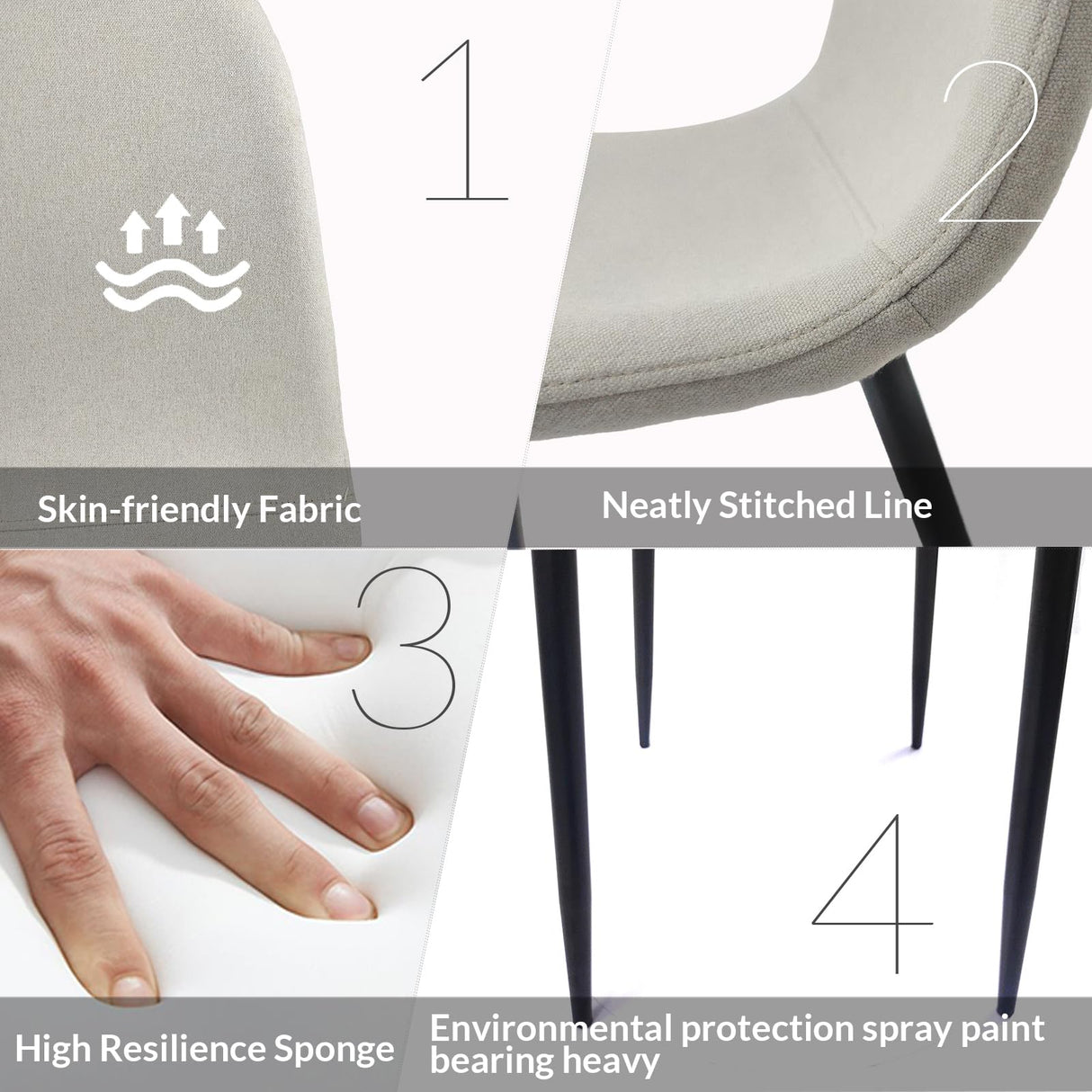 5 Piece Dining Table Set,Kitchen Dining Table Set for 4,Modern Rectangle Wooden Dining Table and Fabric Dining Chairs Set for 4 Ideal for Kitchen Dining Room Hilknen