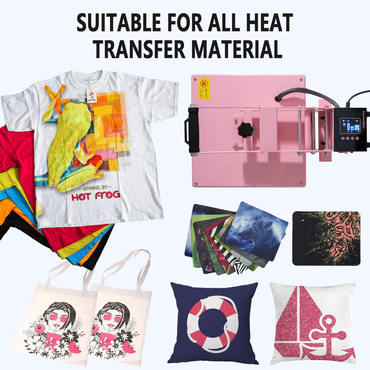 SmarketBuy 15x15 Inch Heat Press for T Shirts, 1400W Slide Out Heat Press Machine, Clamshell Heat Press Machine Steady and Even Heat Performance Large Heat Transfer Machine for T-Shirts, Bag Mouse Pad SmarketBuy