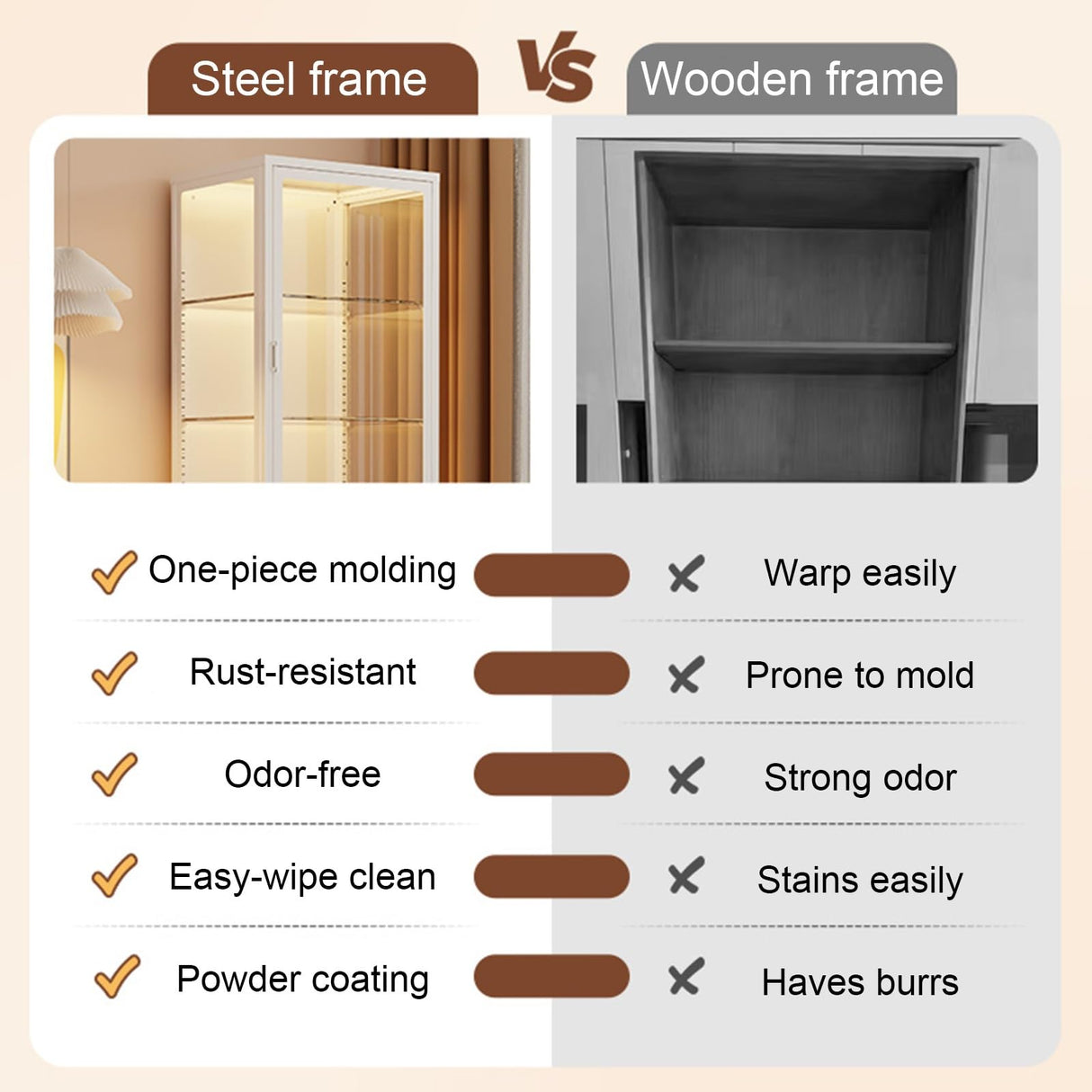 Zkfpet 63" Glass Display Cabinet with LED Lights, Metal Curio Cabinet with Dual Doors, Adjustable Shelves, Assemble Required(Black,60cm/23.6in) Zkfpet