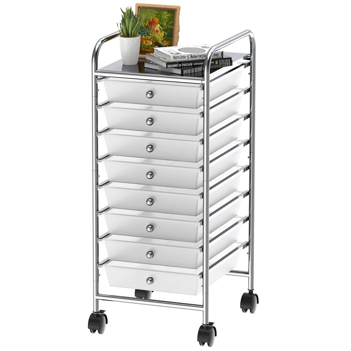 Simple Houseware 8-Drawers Rolling Storage Cart, Chrome Simple Houseware