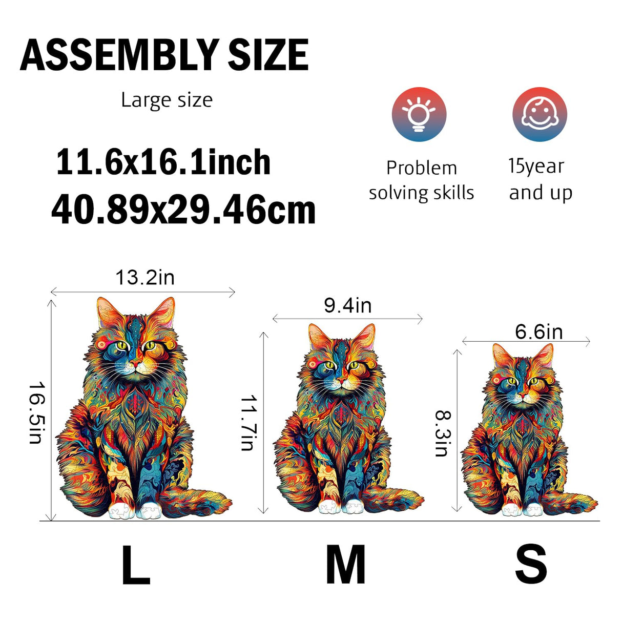 Jigfoxy Wooden Puzzle for Adults, Cat Wooden Jigsaw Puzzles for Adults, Unique Animal Shape Wood Cut Puzzles, Christmas Thanksgiving Gifts for Family Friend(S-8.3 * 6.6in-80pcs) Jigfoxy