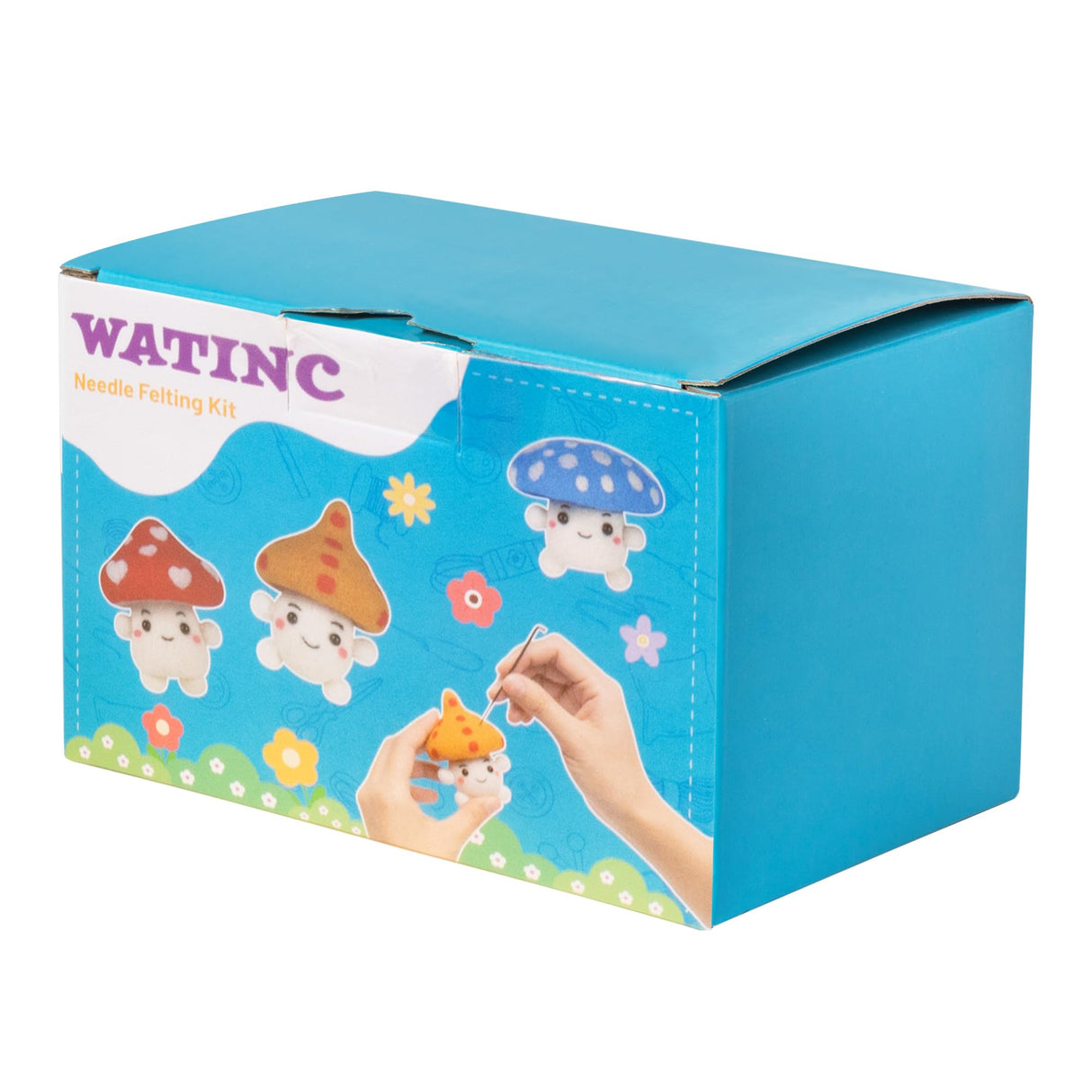 WATINC Mushroom Wool Needle Felting Kit - Set of 3 Red Blue Yellow Mushroom Doll Wool Felt Needle Felting Tools Foam Pad, DIY Home Decoration Needle Felting Craft Party Supplies for Beginners WATINC