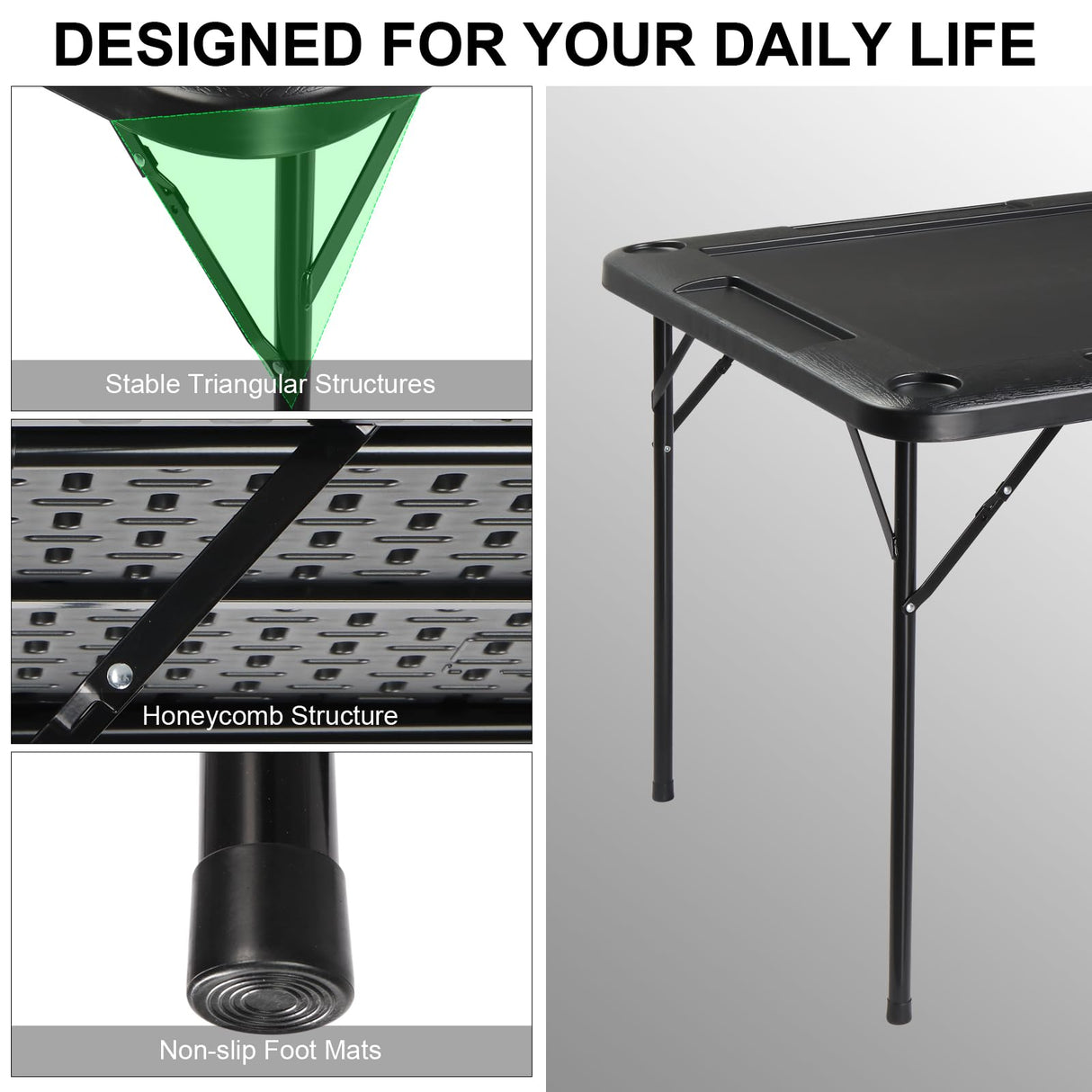 Ktaxon 35" Mahjong Table, Domino Folding Square Tables Set Suitable for Indoor Outdoor Game, Card Poker & Puzzle with 4 Cup Holder and Chip Trays, Adults, Black Ktaxon