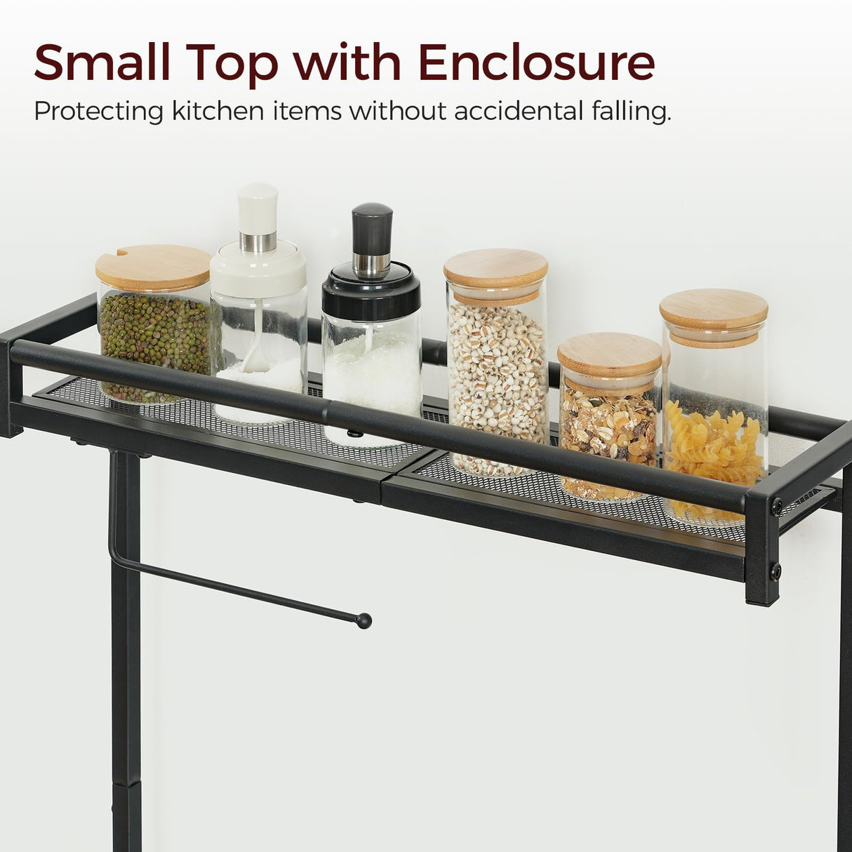 MAHANCRIS Bakers Rack with Power Outlet, Kitchen Storage Shelf with Paper Holder, Microwave Stand, Coffee Bar with 6 Hooks, Socket with Switch, for Kitchen, Dining Room, Rustic Brown BRHR36E01 MAHANCRIS