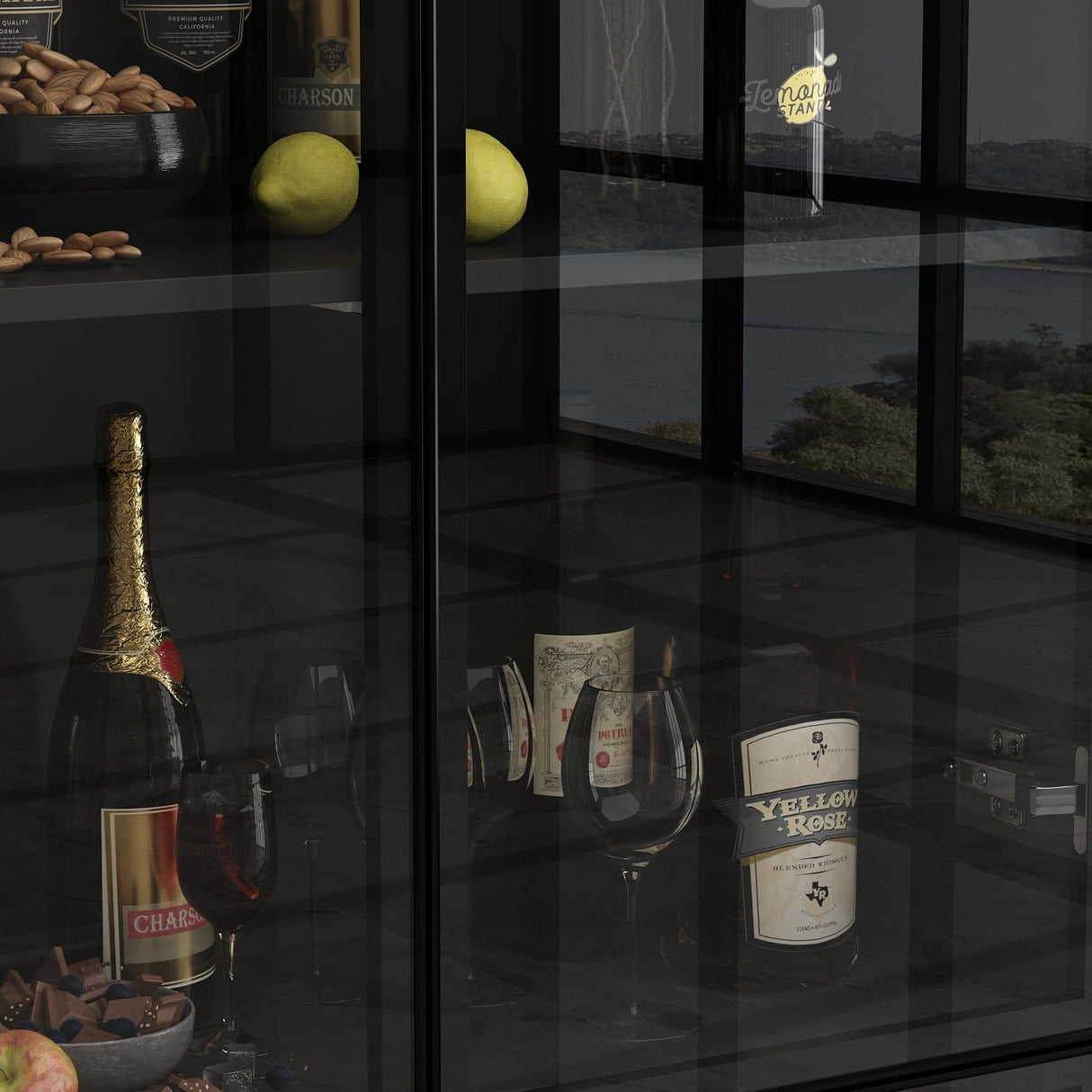 Homsee 5-Tier Black Bookcase with Glass Doors and LED Lighting for Stylish Storage Homsee