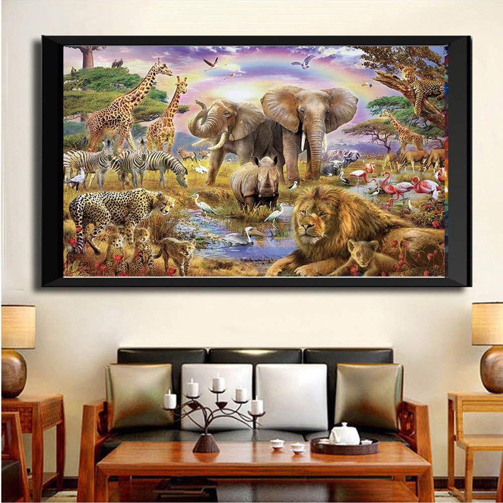 1000 Pieces African Animal Puzzles Jungle Scene African Beasts Elephant Jigsaw Puzzle for Adults Animal World Jigsaw Puzzles Home Decoration School Supplies Jigsaw Puzzles 1000 Pieces for Adults CHengQiSM